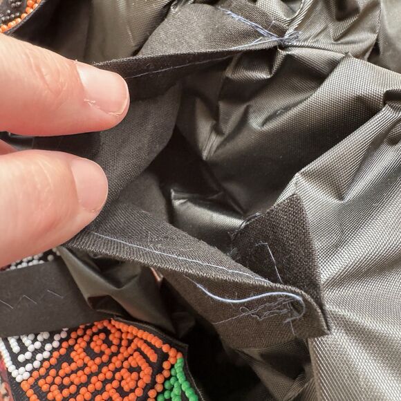 Vintage 70s Beaded Neon Cat Kitten Shoulder Bag Purse Satchel Retro Drawstring - Picture 7 of 11